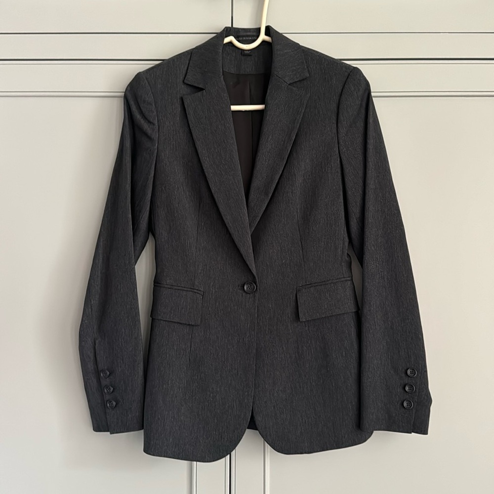 Express One Button Blazer - Charcoal Gray